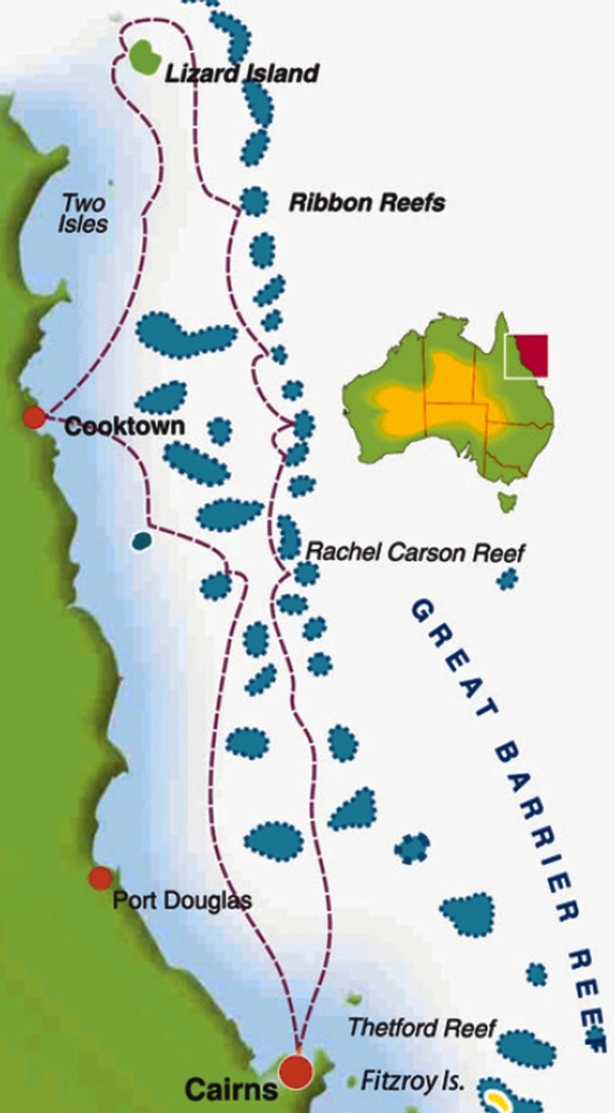 Route map: Coral Expeditions / Northern Barrier Reef