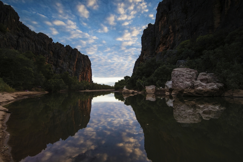 Lennard River in shadow, Windjana Gorge National Park