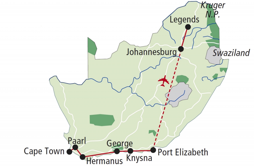 Reiseroute Golf in Südafrika