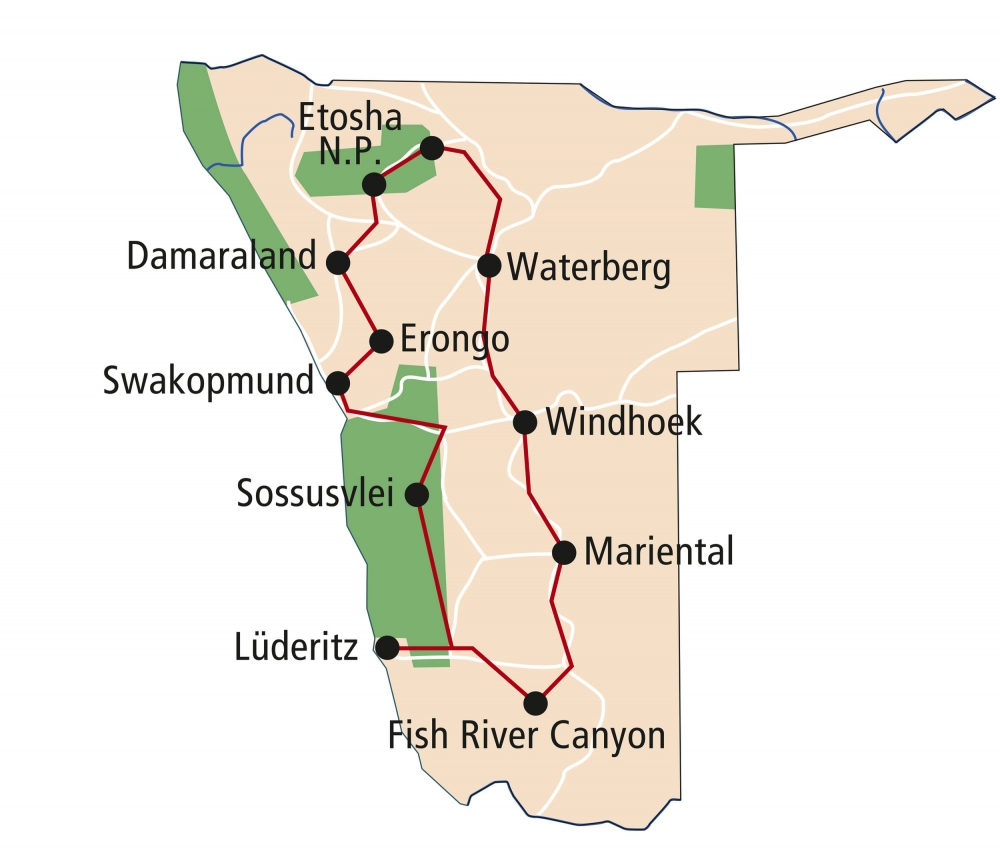 Route map: Namibia Experience