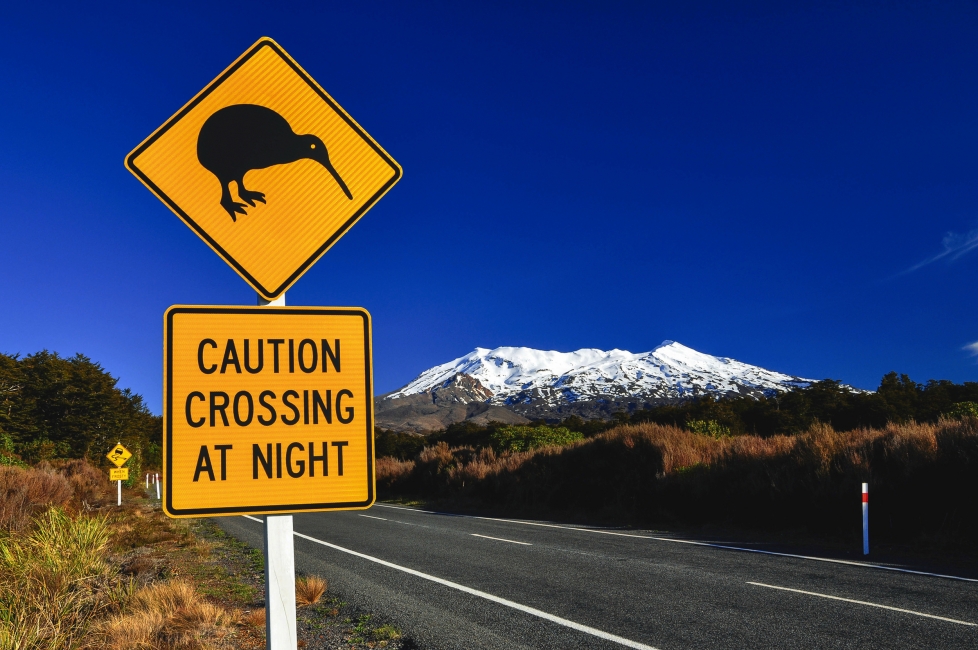 Cartello di avvertimento nel Parco nazionale del Tongariro